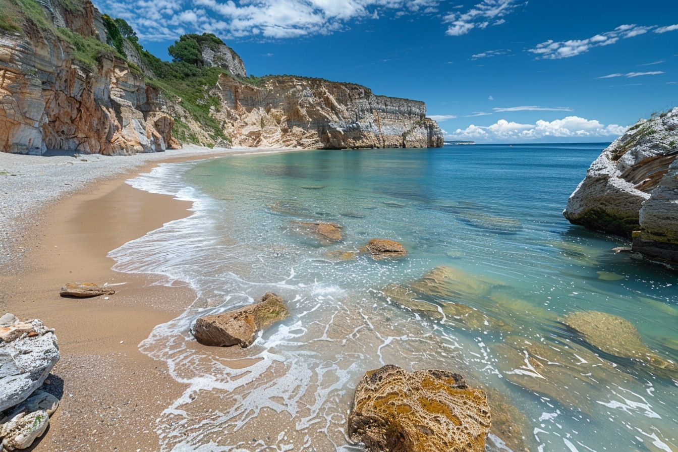 Voici pourquoi vous devez visiter la plage de la Mine d'Or à Pénestin : un spectacle naturel aux teintes dorées